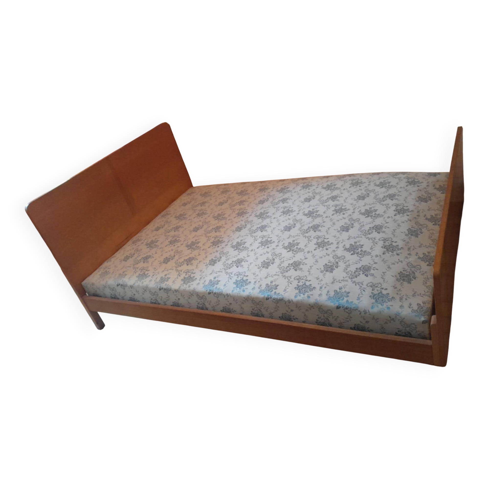 Lit vintage en bois 120 cm – années 50/60 – esprit moderniste