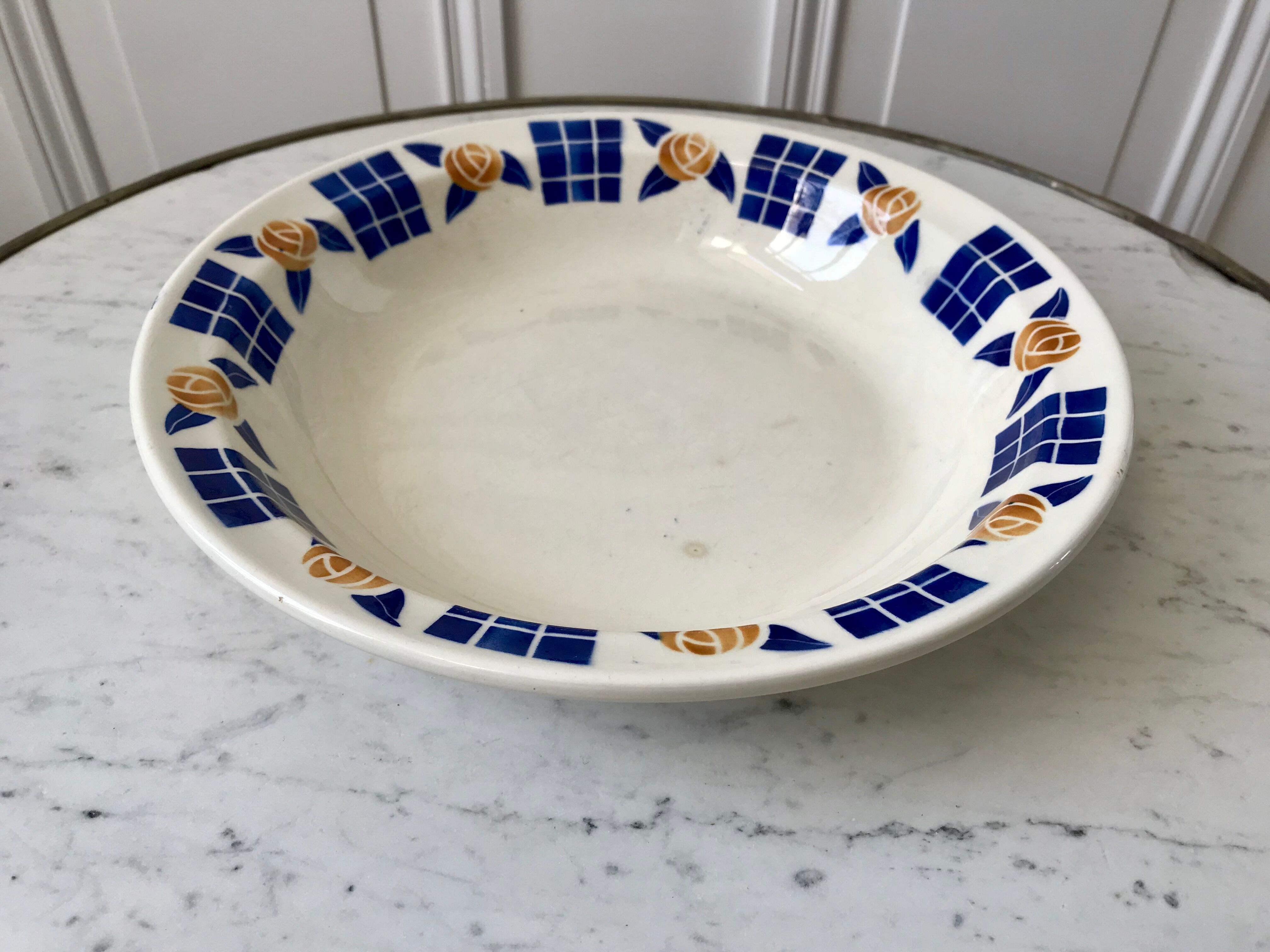 Hollow dish / salad bowl badonviller with geometric patterns 30s