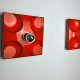 Pair of Fat Lava wall lamps by Hustadt Leuchten, Red ceramic, Germany, 1960