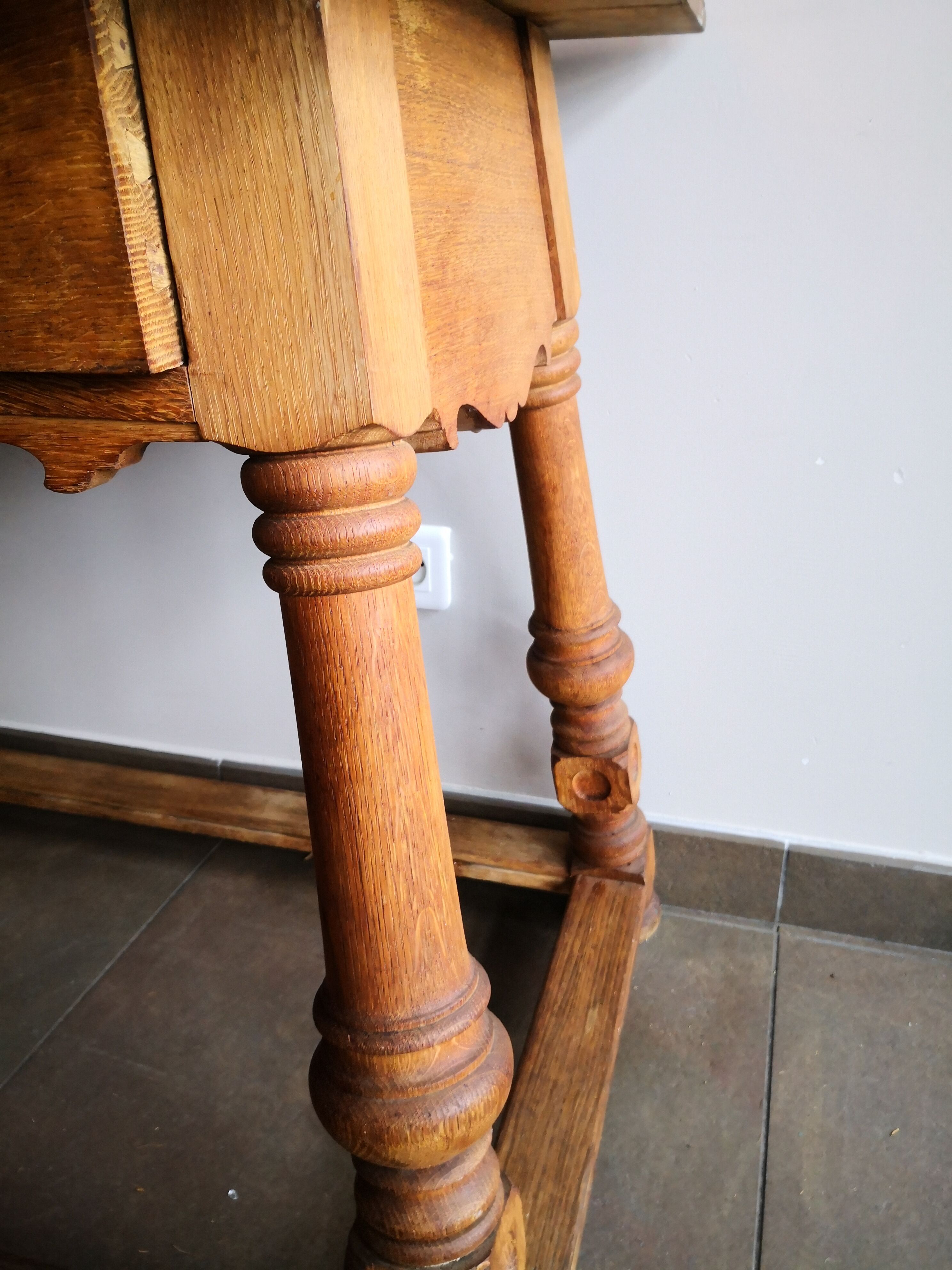 Old country desk feet turned