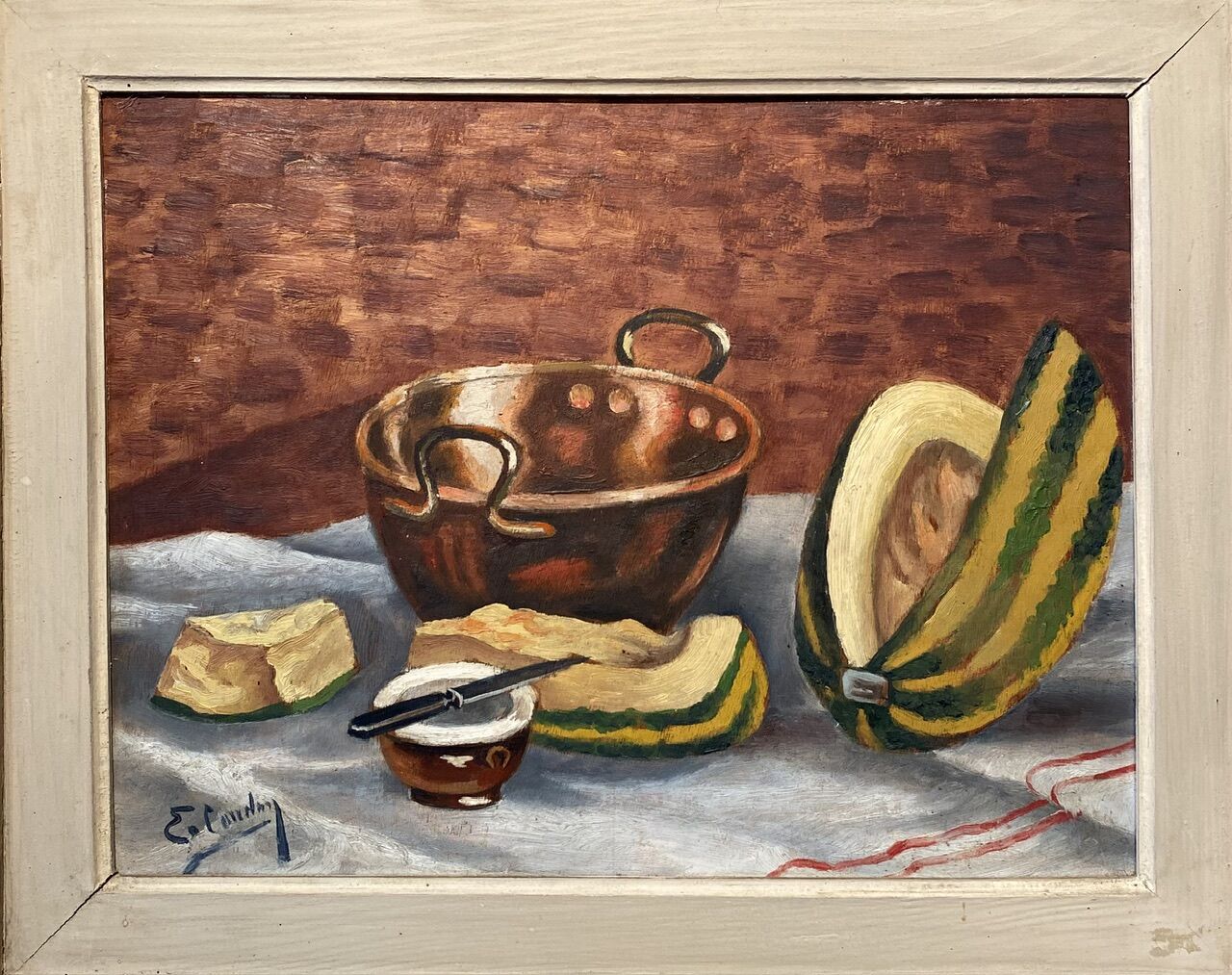 Painting Still Life with Watermelon Mid XX Century