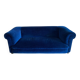 English Velvet Sofa, Blue, Circa 1950s Vintage