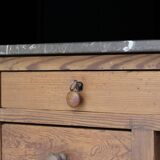 Exceptional pharmacy counter in solid pine and marble (19th century).