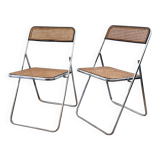 Pair of folding cane chairs