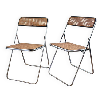 Paire de chaises pliantes cannées