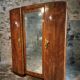 French Art Deco walnut wardrobe with mirror, 1930s
