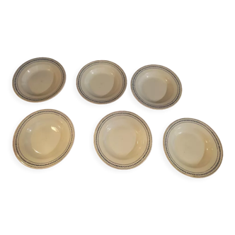 6 blue hollow plates porcelain Gien iron earth