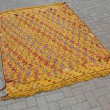 Tapis kilim jaune fait main