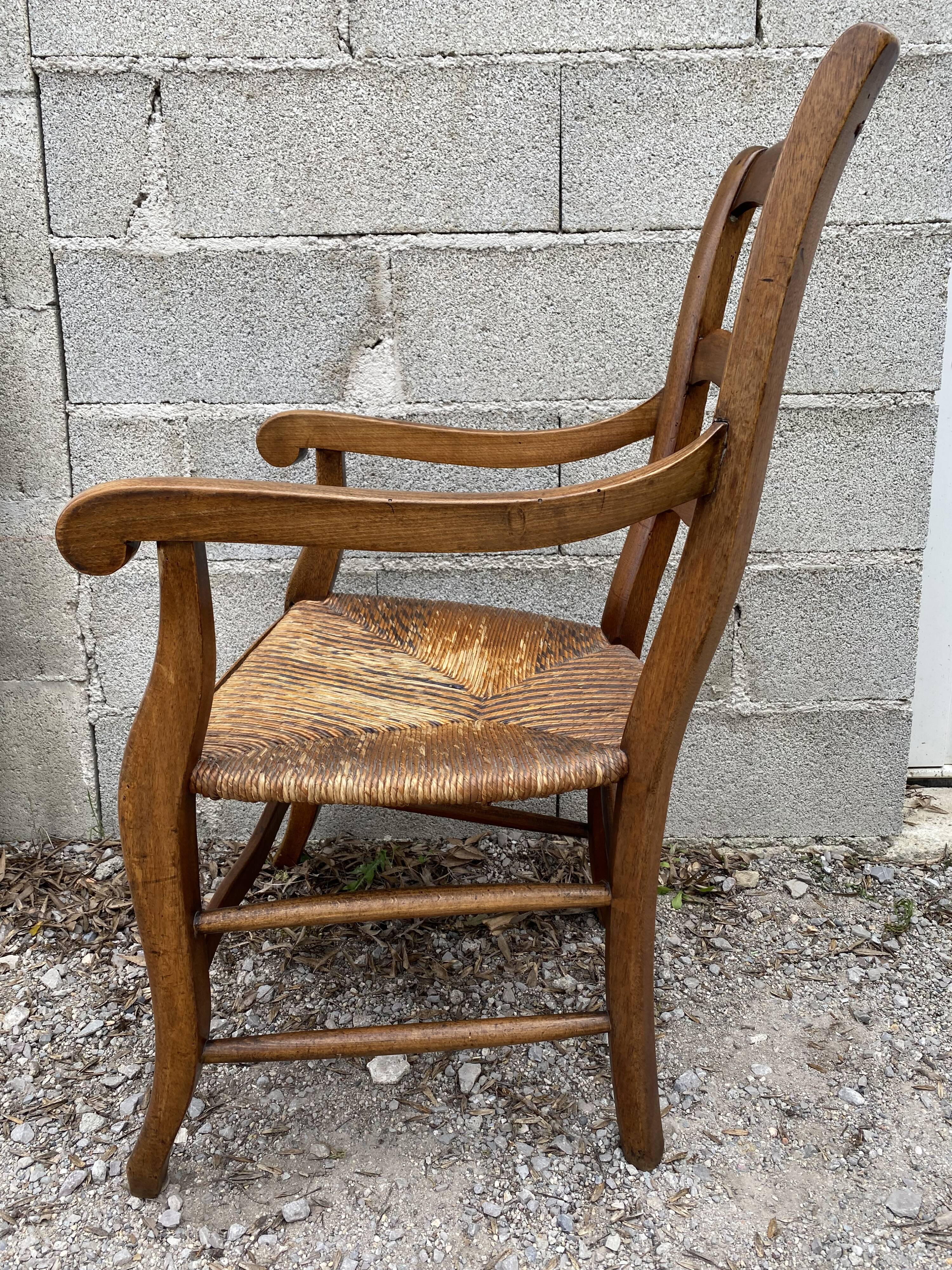 Straw country armchair
