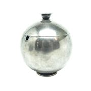 Mid-century modern sugar bowl, silver-plated brass, HEFRA, Poland, 1960s