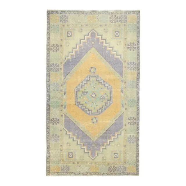 Vintage Turkish Oushak Handmade Wool Cotton Orange Area Rug 103x189