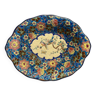 Longwy : important vide poche en faience à décor d’émaux polychromes
