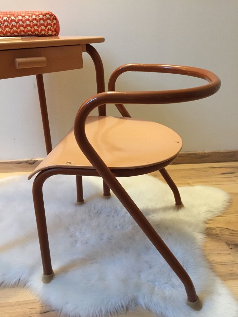 School set MCA 300 armchair and MCA 322 desk by Jacques Hitier, 1950's