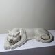 Large elongated panther in crackled earthenware, vintage 1960s-1980s.