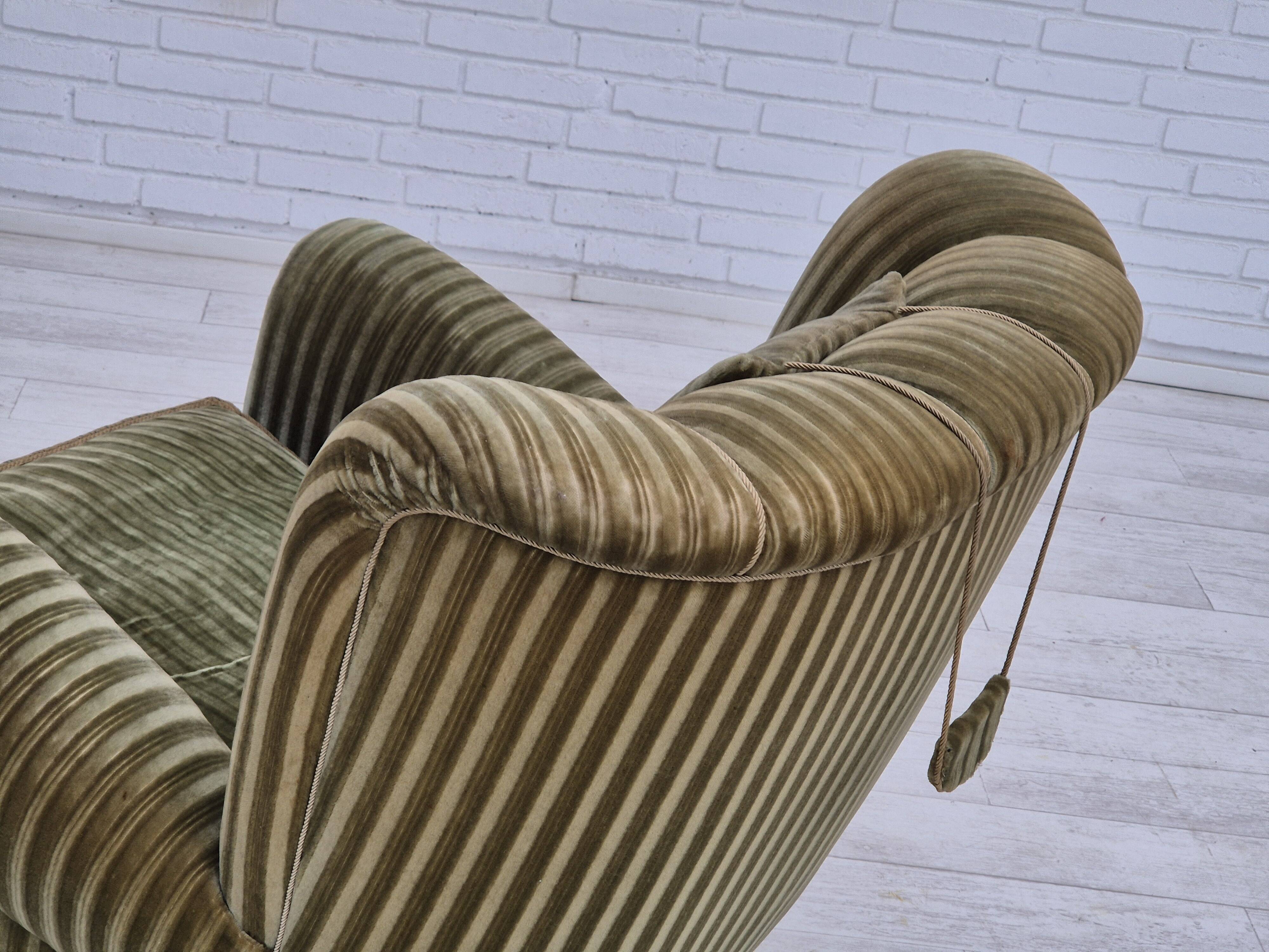 1960s, Danish relax armchair, original condition, green furniture velour.