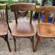 Set of 8 vintage bistro chairs, 50s, 60s, dark oak.