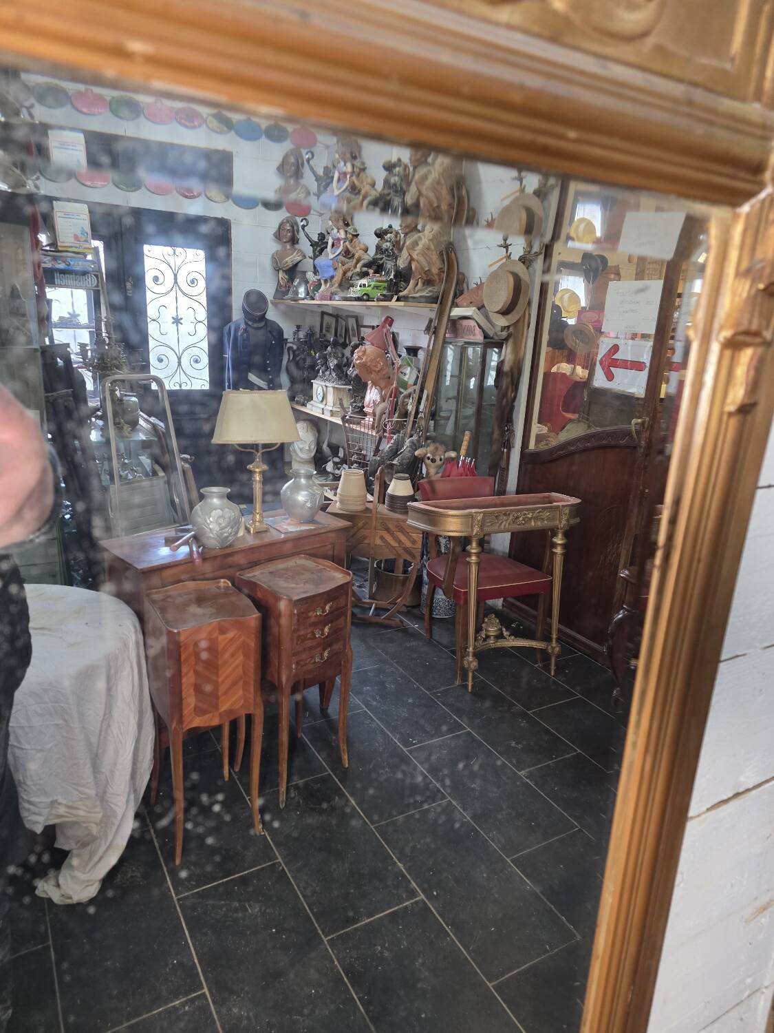 Art Deco gilded trumeau, bevelled mirror