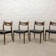 Teak and Black Leatherette Vintage Design Dining Chairs, 1960s
