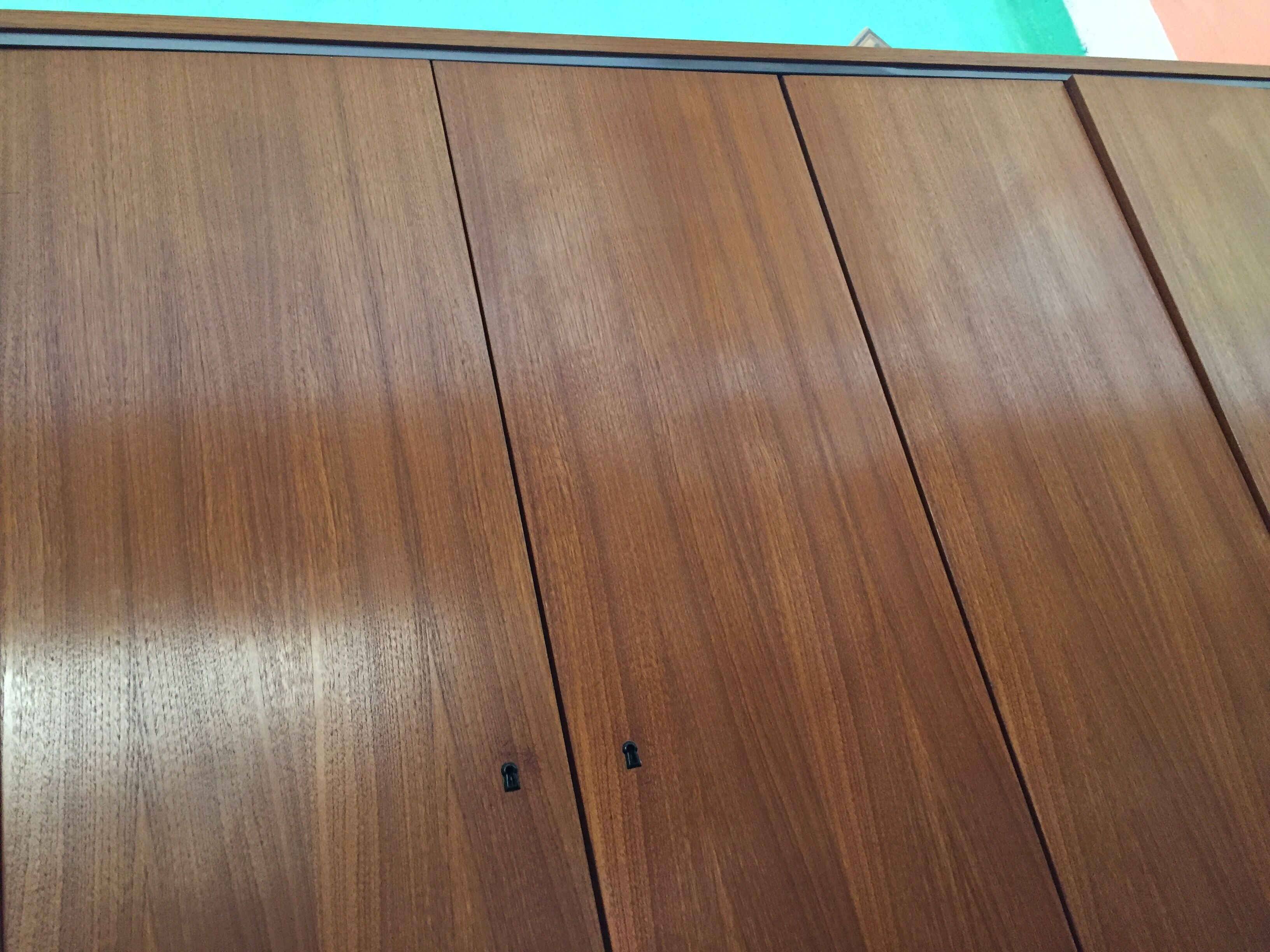 1960 plating chrome legs teak Cabinet