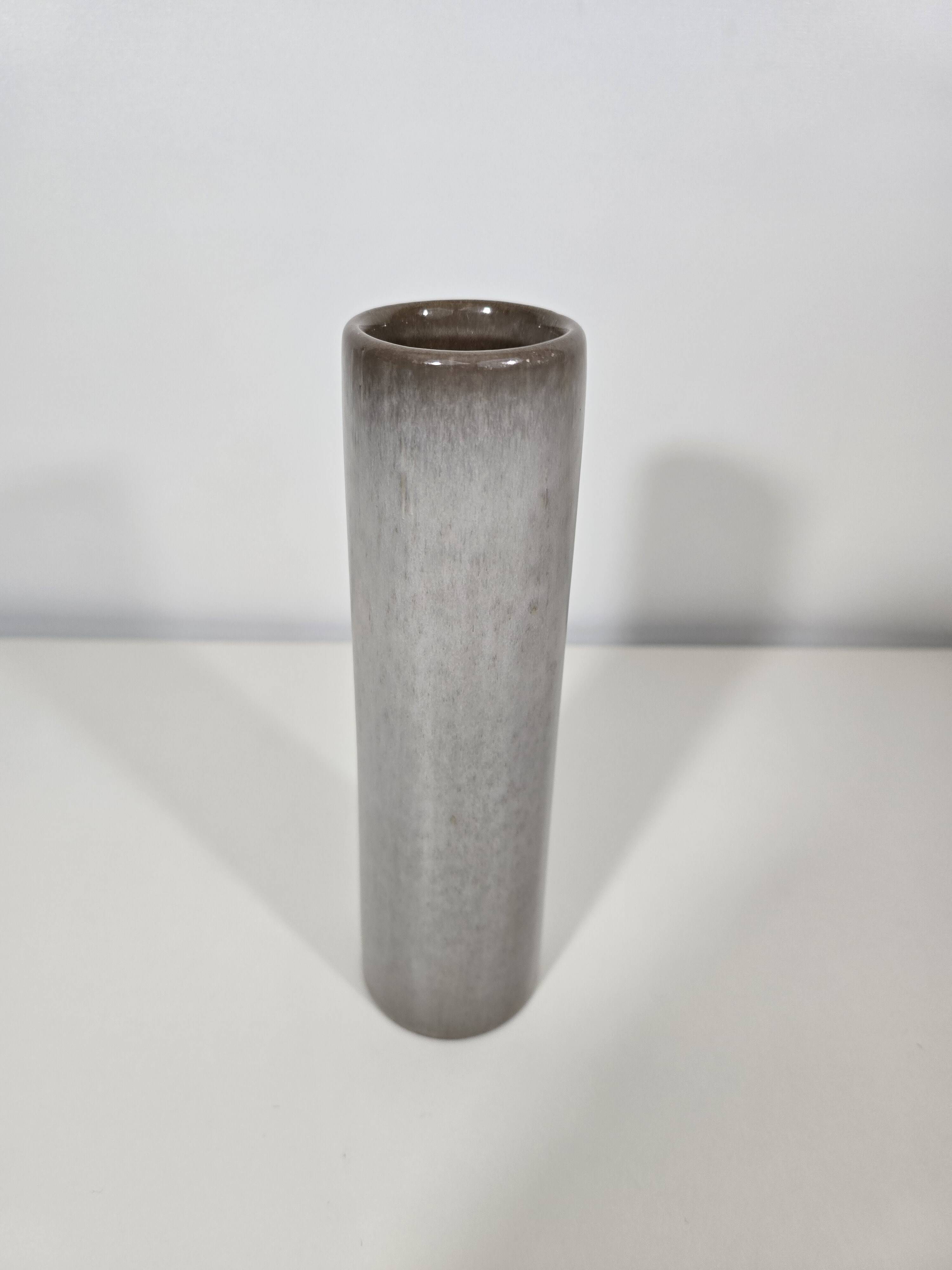 Jacques & Dani Ruelland Grey glazed ceramic roller vase