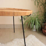 Tripod rattan coffee table, removable top