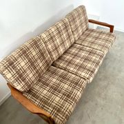 Lot armchairs and sofa 60 years Scandinavian design in vintage blond teak