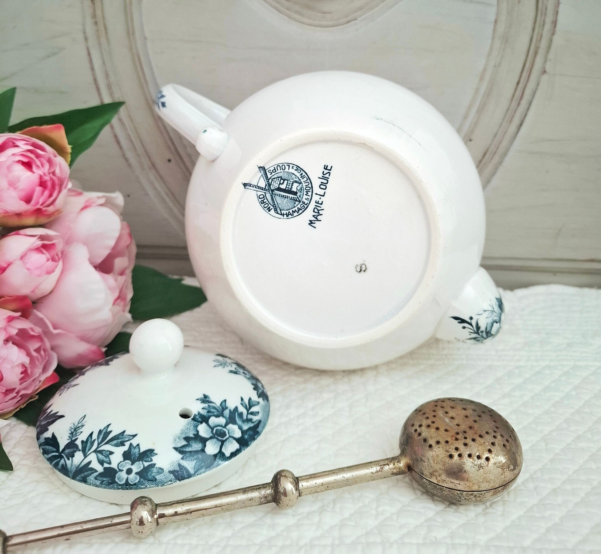 Antique teapot in ironstone pottery