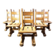 Solid oak brutalist dining chairs, 1960s
