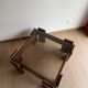 Square coffee table in solid wood and smoked glass – 70s