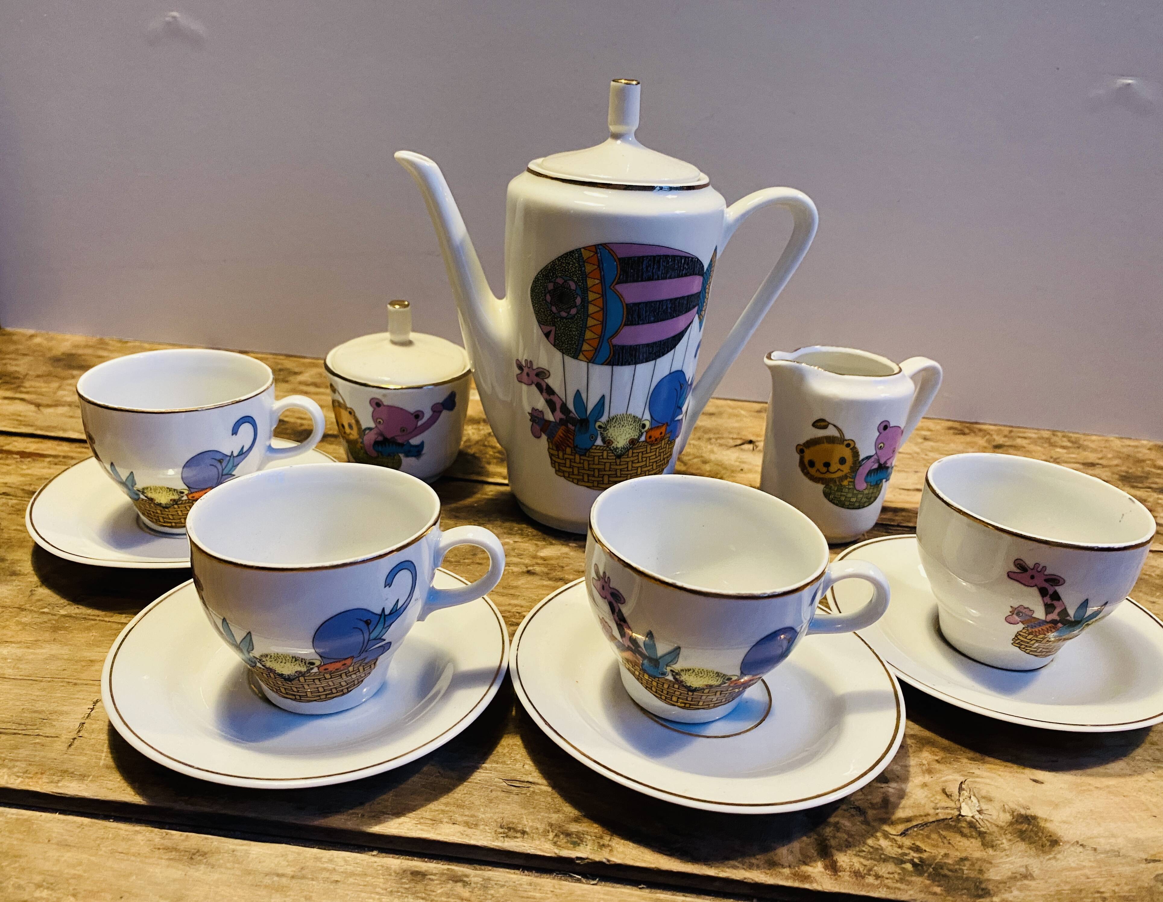 Old vintage porcelain tea set