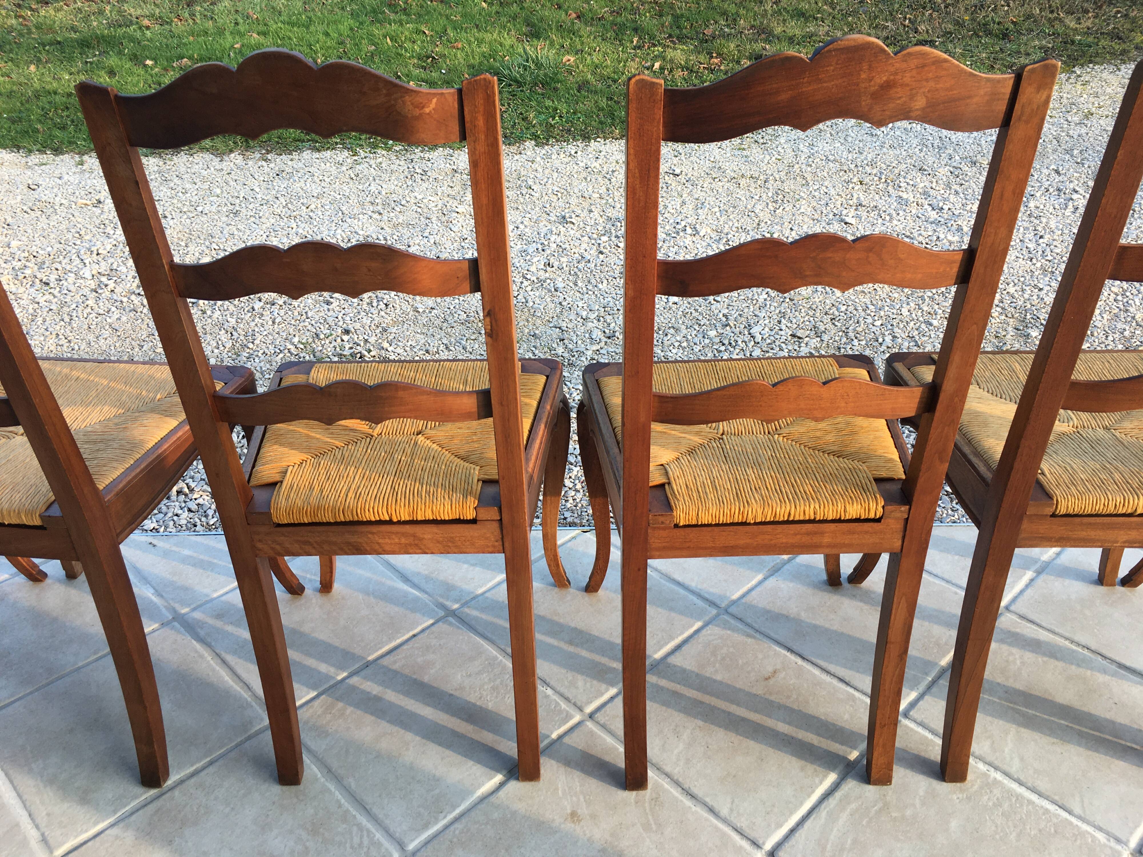 Suite of 6 Louis XV-style mulched chairs