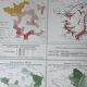 Double map plan France Agriculture Livestock 55.5x37.5cm