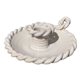 White ceramic candle holder twisted antique rope
