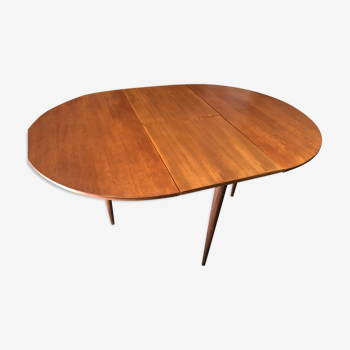 Teak round table with built-in extension