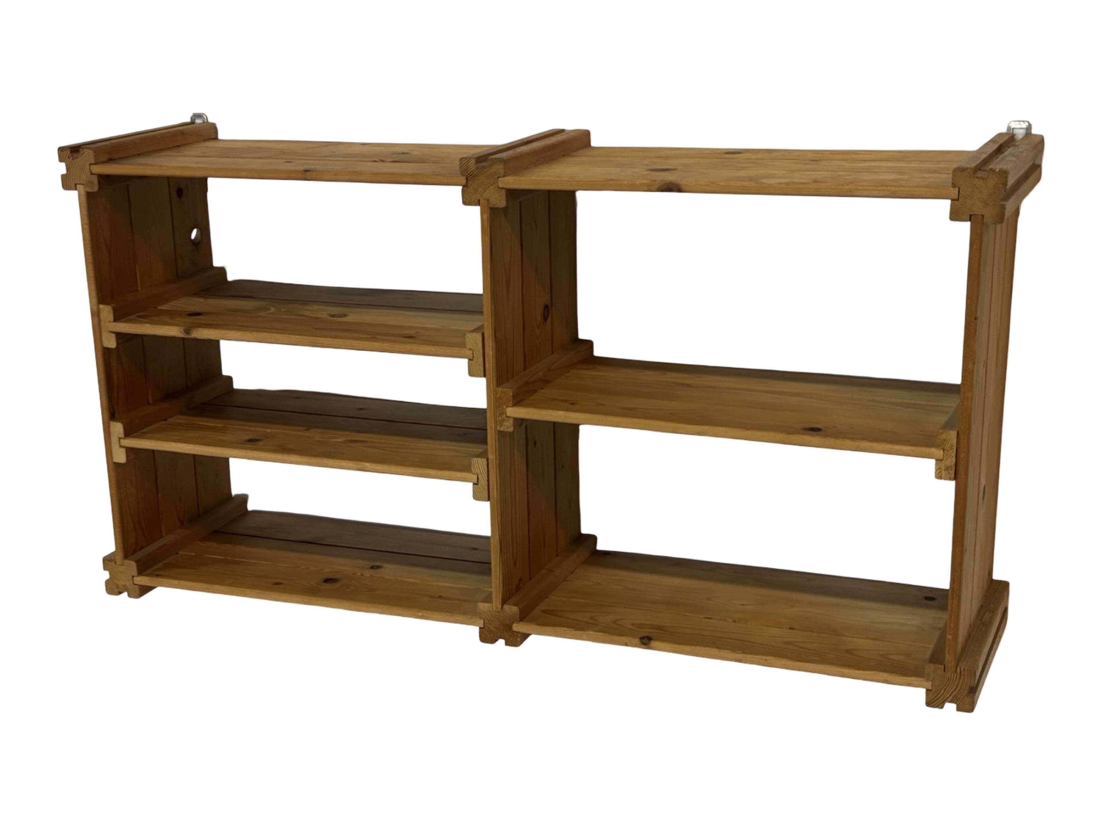 Vintage Wall shelf rack Pine wood 70s minimalist design