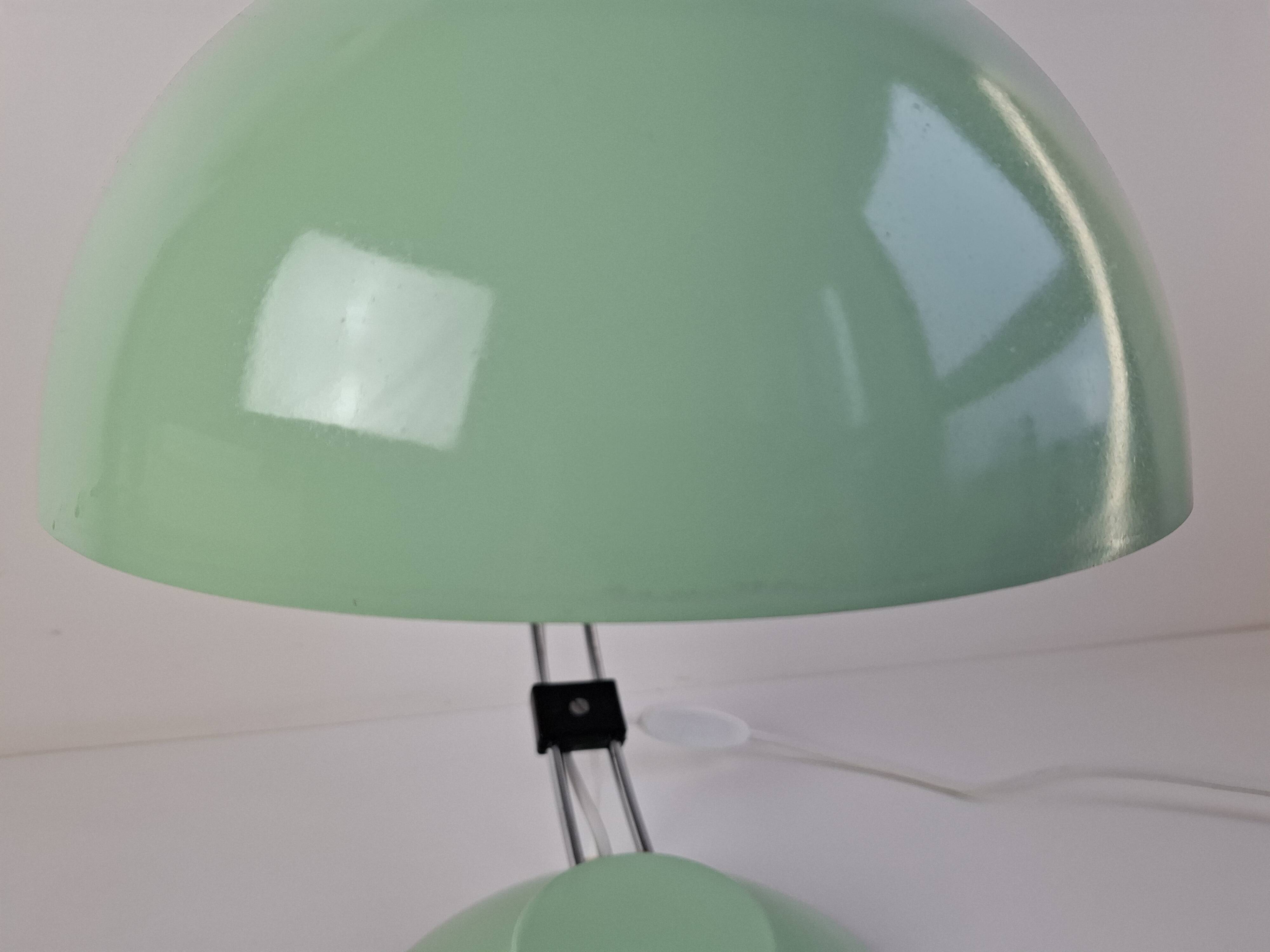 Mid-Century Mint Green Czech Desk Lamp with Chrome and Adjustable Shade