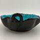 Vintage blue and black enameled ceramic trinket dish - 1960s-1970s