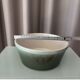 Vintage Scandinavian Stoneware Serving Bowl – Moss Green & Ivory – Mid Cent
