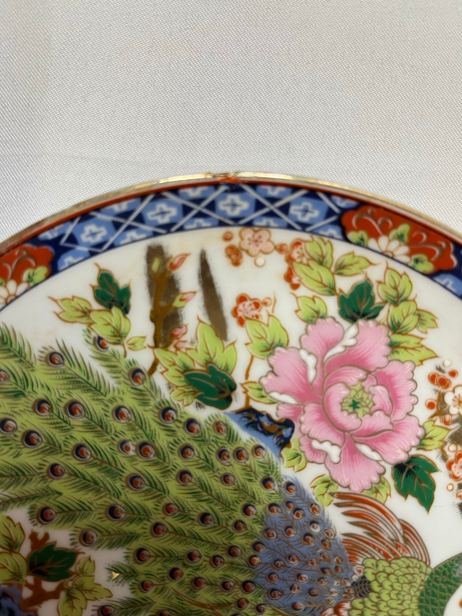 Set of 4 porcelain plates decoration peacock Japan XXth