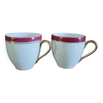 Vintage coffee tea cups with gold trim