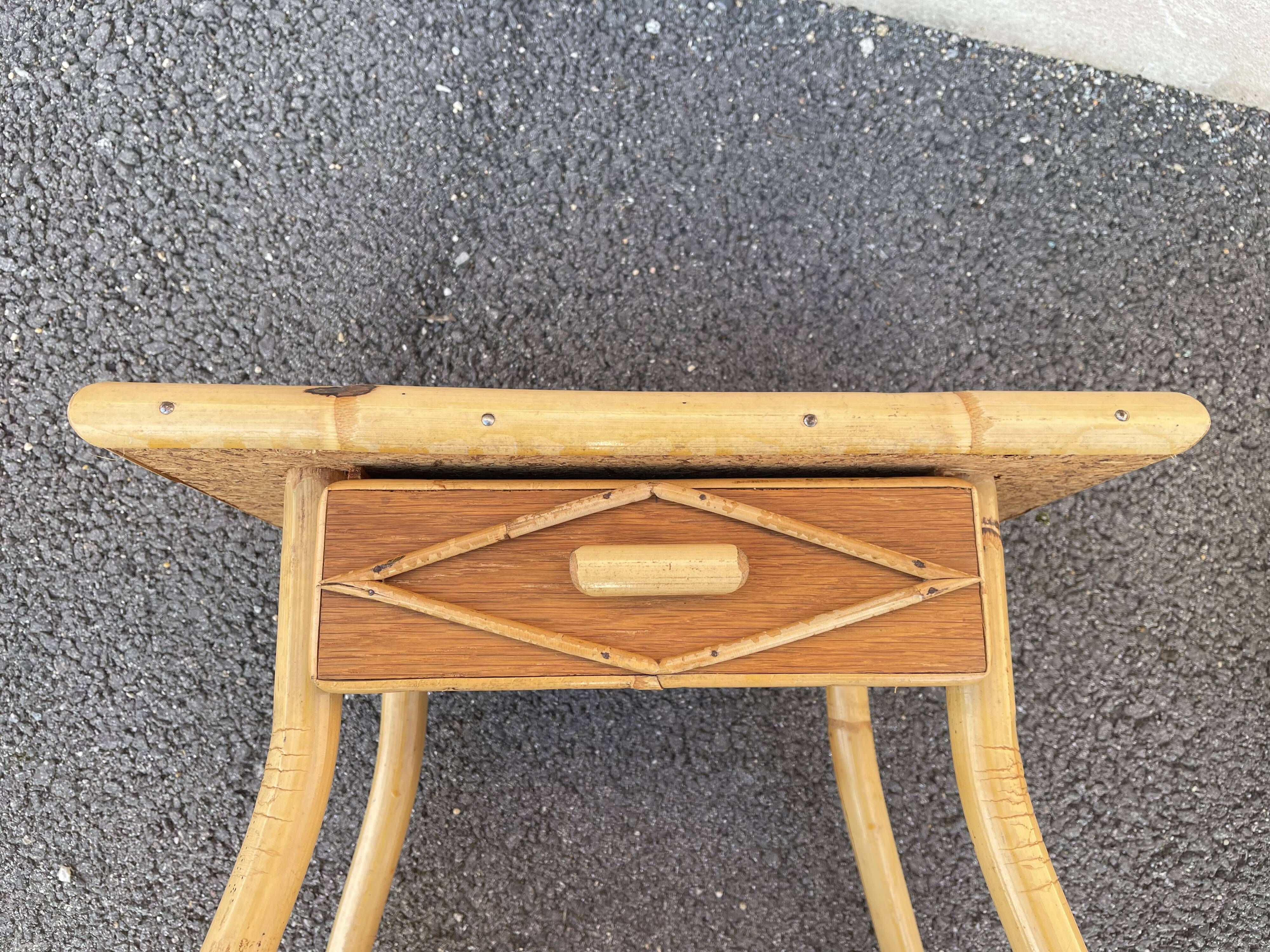 Rattan bedside and bamboo