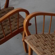 Pair of oak and rope arm chairs - Germany 1950s