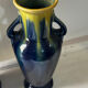 Pair of amphora vases Saint-Clément, glazed ceramic in blue and green.