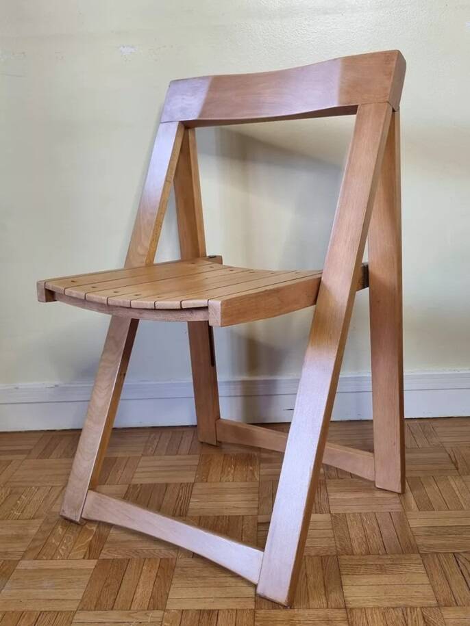 Chaise pliante vintage en chêne,  années 60