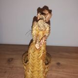 Panier coq poule en osier vintage années 70