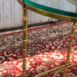 Suite of 3 trundle tables in golden brinze and glass slabs period 1970/1980