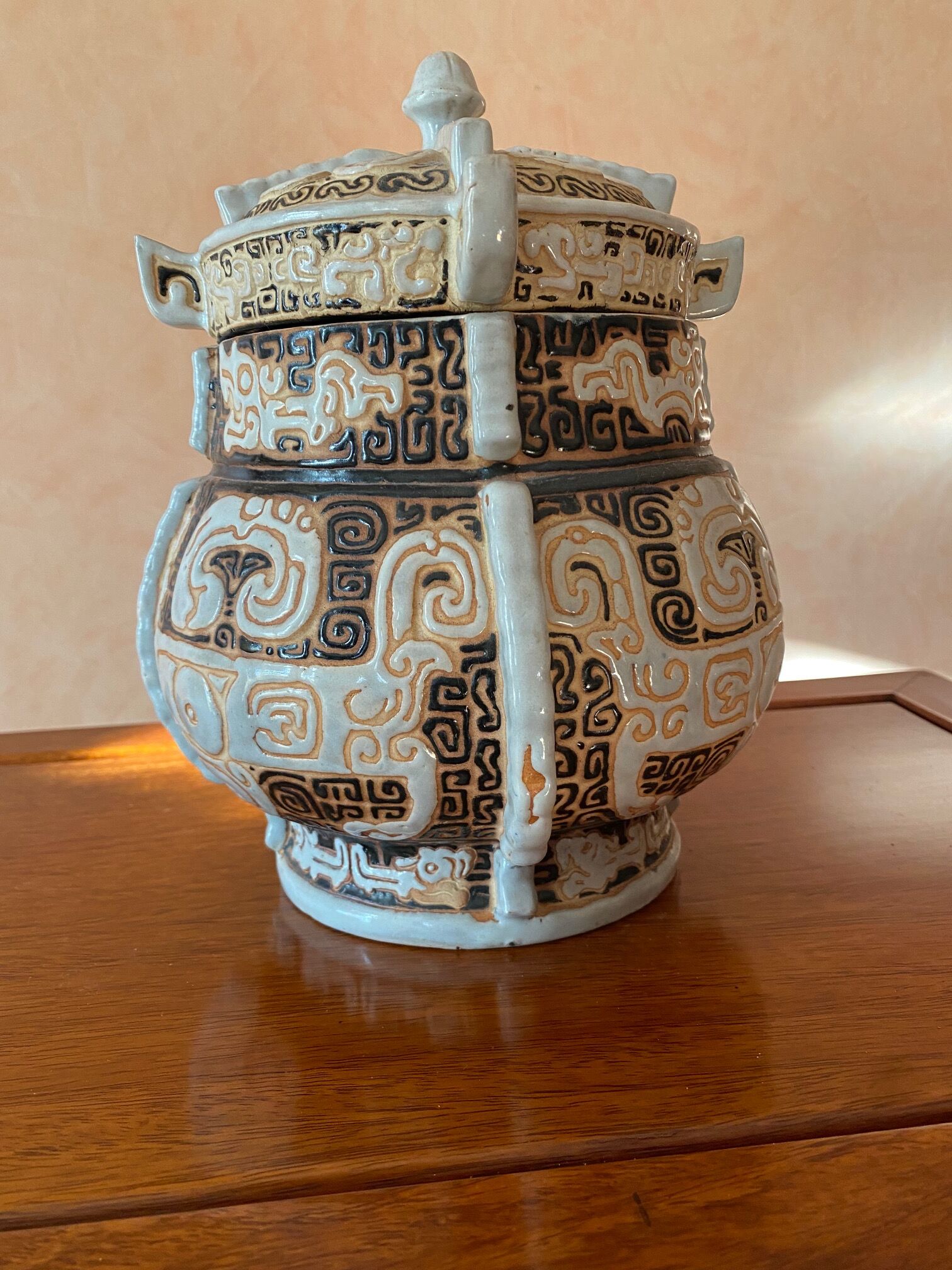 Cloisonné ceramic urn