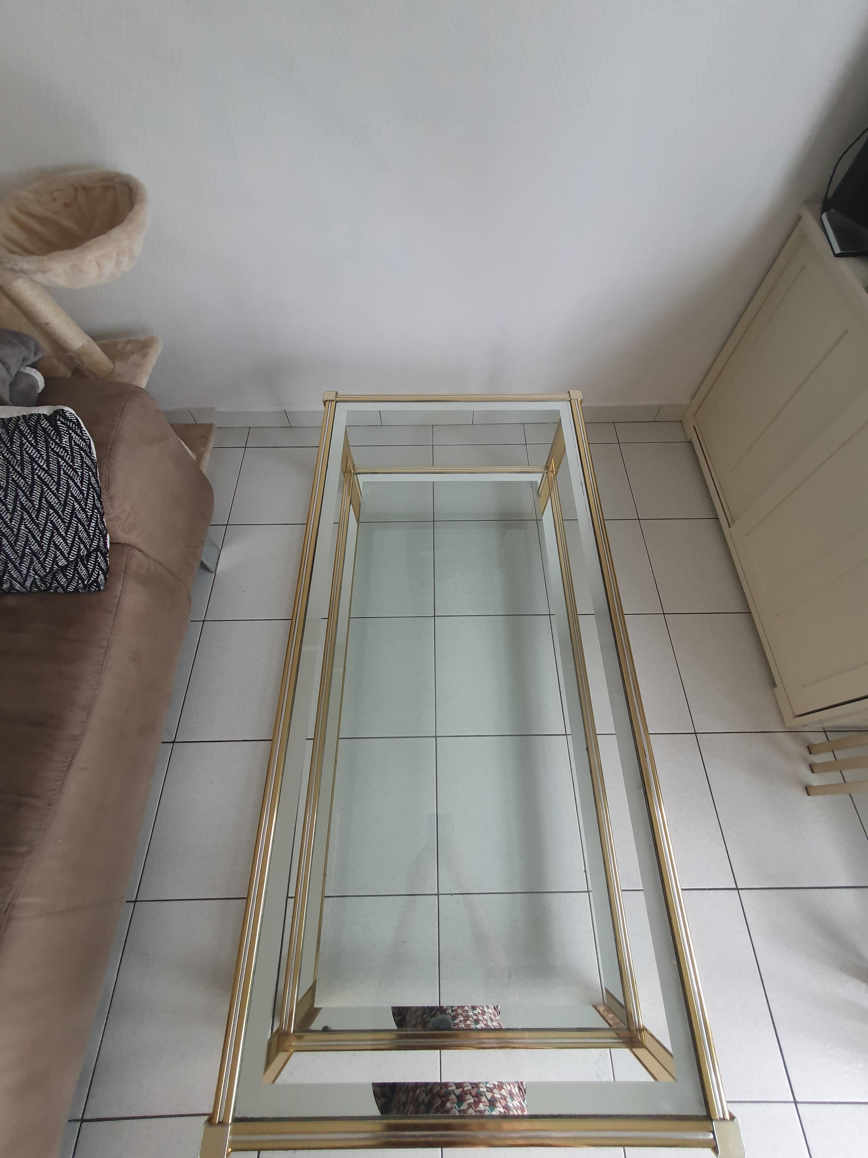 Vintage italian coffee table in brass and glass - 1970
