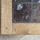 Brutalist coffee table in solid oak and marble, 1970s