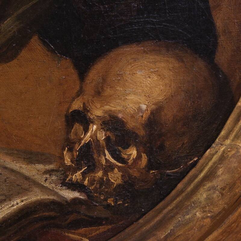 Antique oval painting of Saint Catherine of Genoa from the 17th century